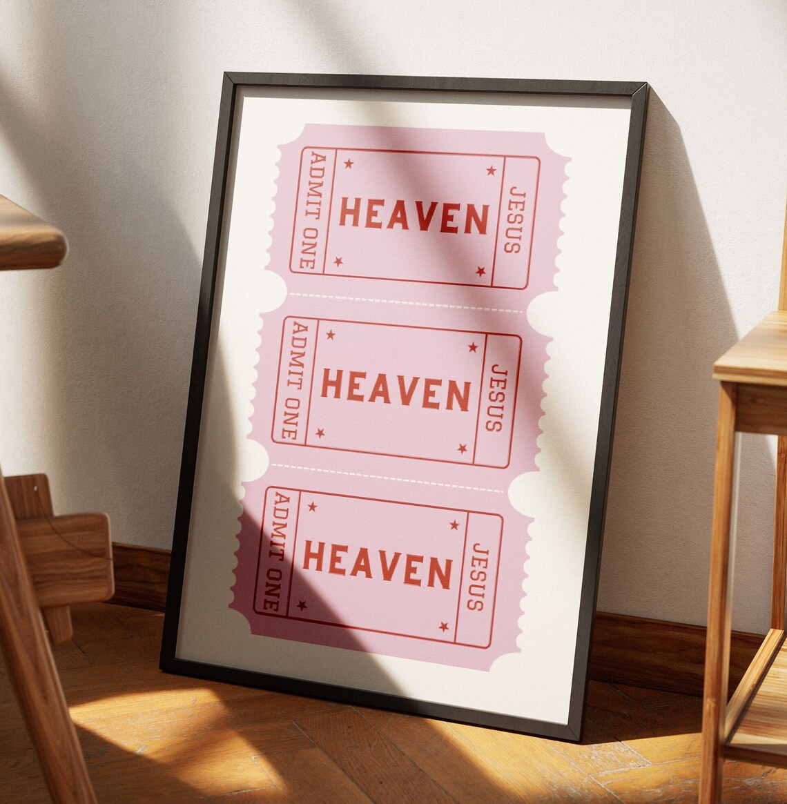Ticket To Heaven Retro Christian Wall Art Poster - Image 3