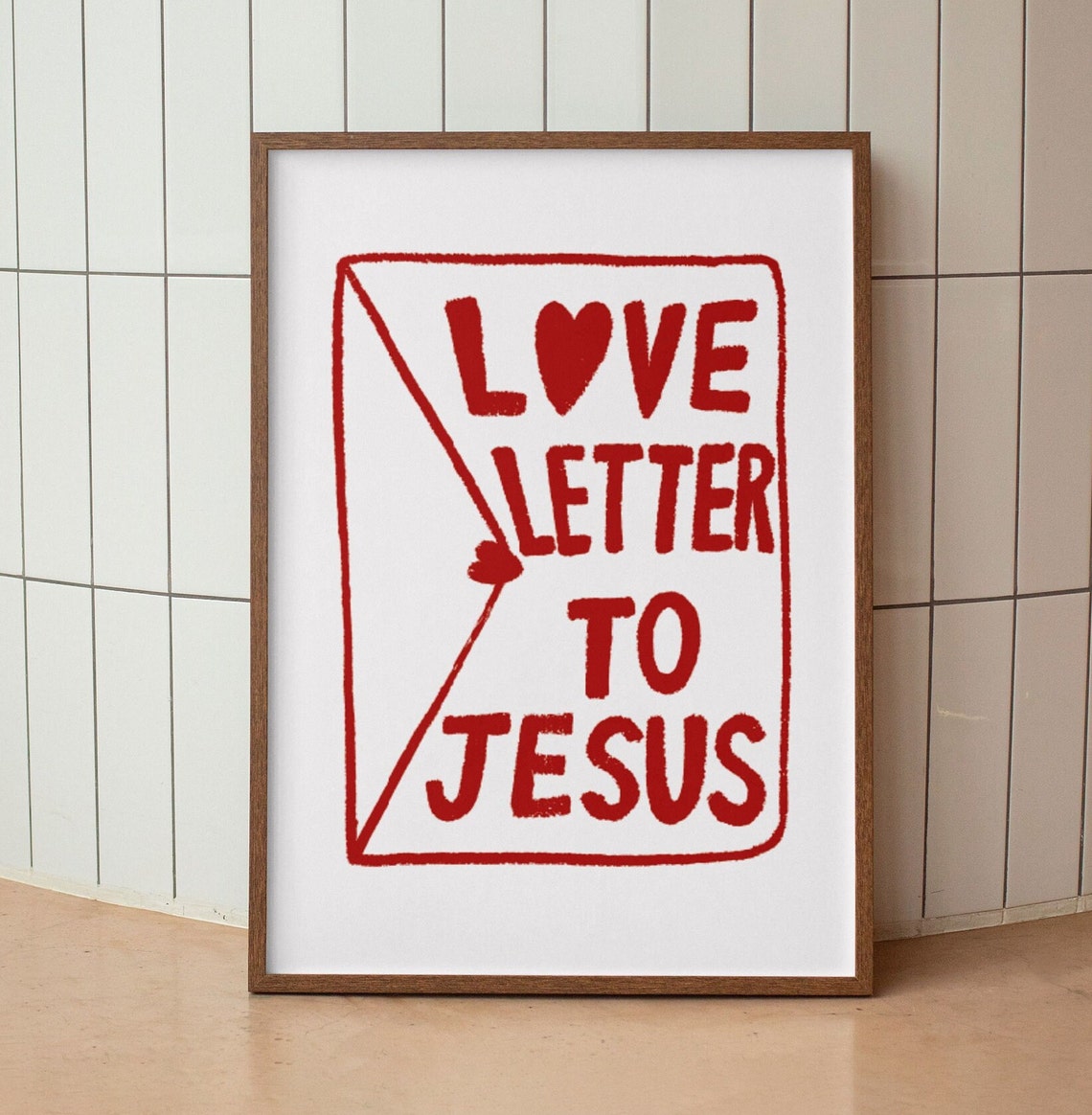 Love Letter To Jesus Christian Coquette Wall Art Aesthetic Christian Wall Art Christian Girl Coquette Room Decor Pink Modern Christian Art - Image 3