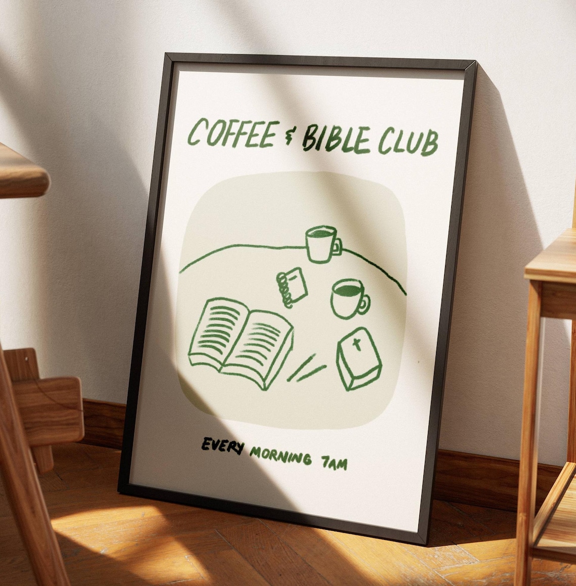Coffee Bible Club Retro Christian Kitchen Art Print