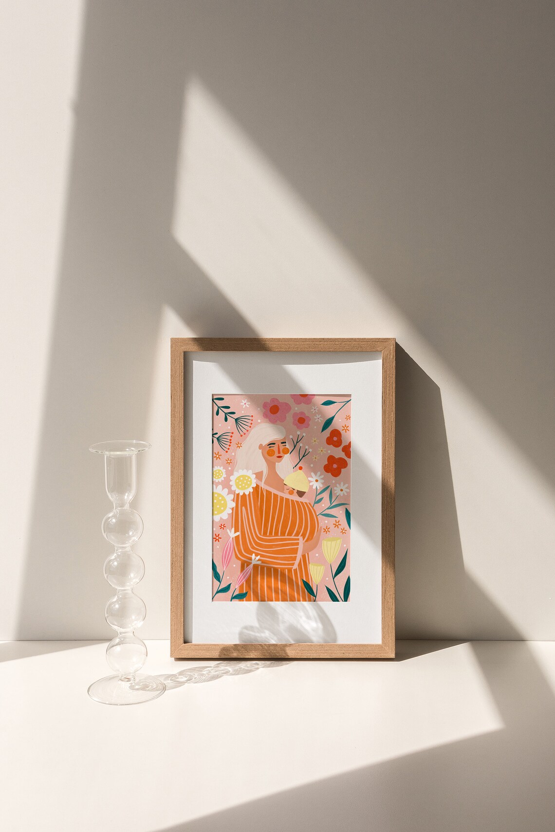 Mother And Baby In Orange Dress Spring Floral Motherhood Poster - Image 4