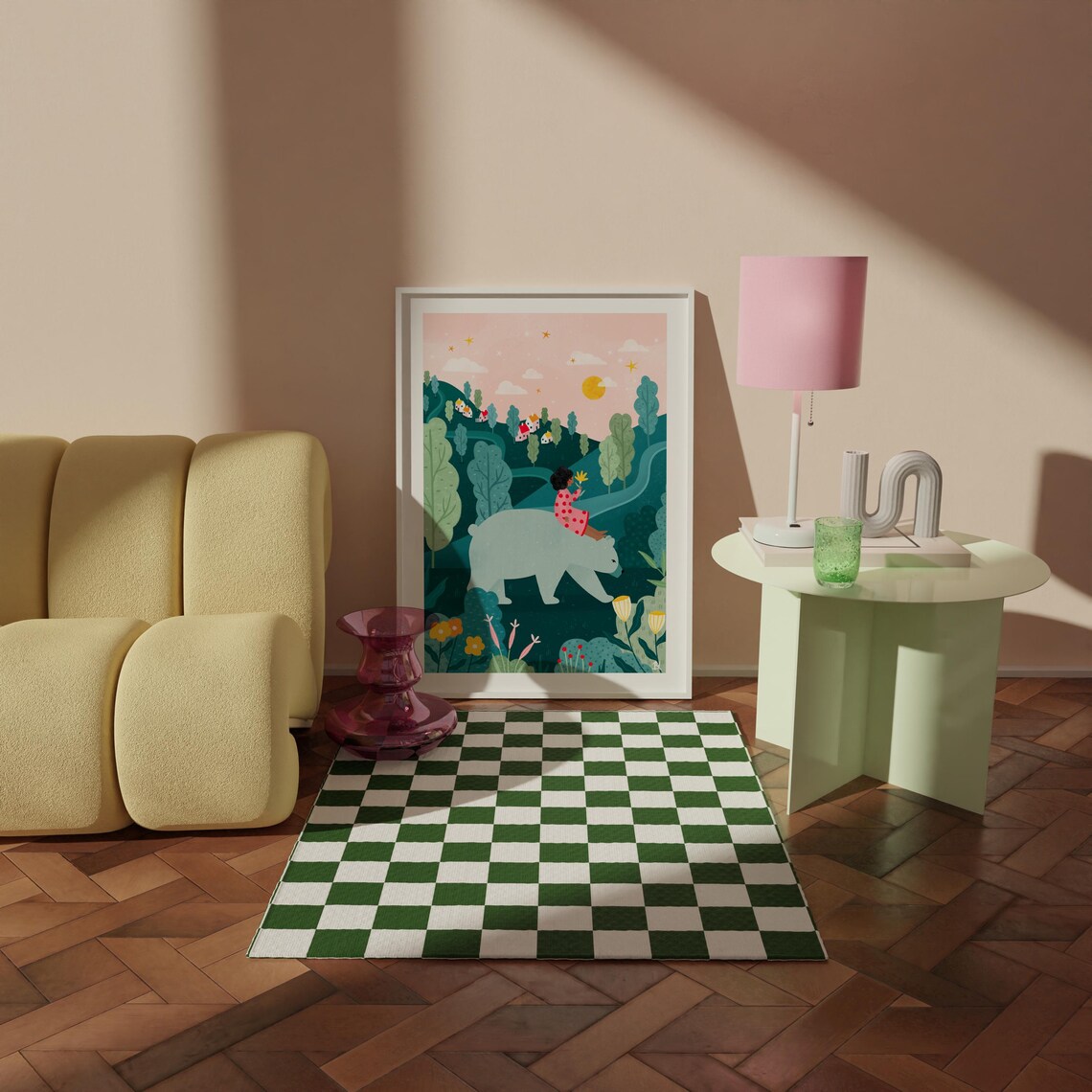 Soley Bear Countryside Nursery Art Print, Boho - Image 4