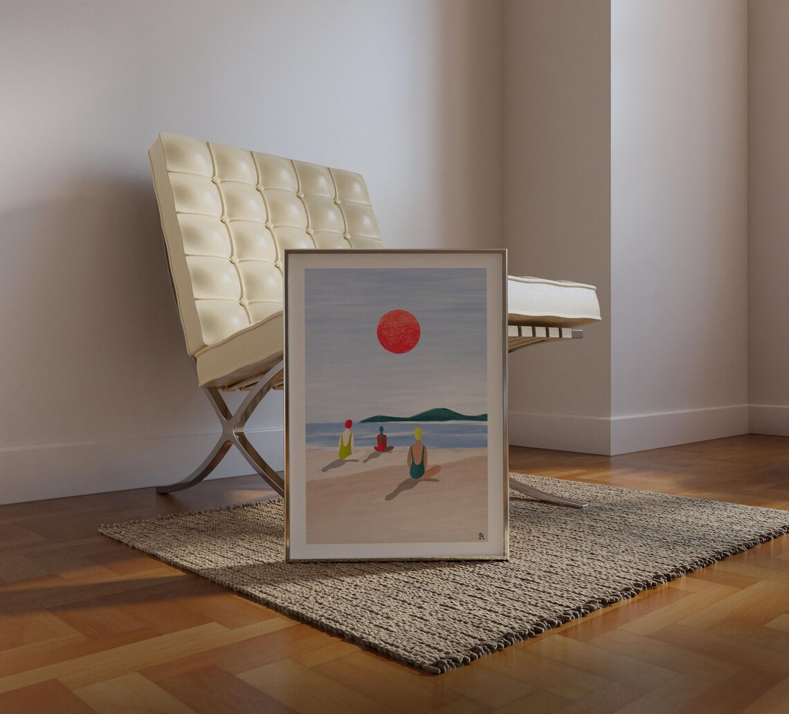 Girls at the Beach Mindful Ocean Illustration Art Print - Image 3