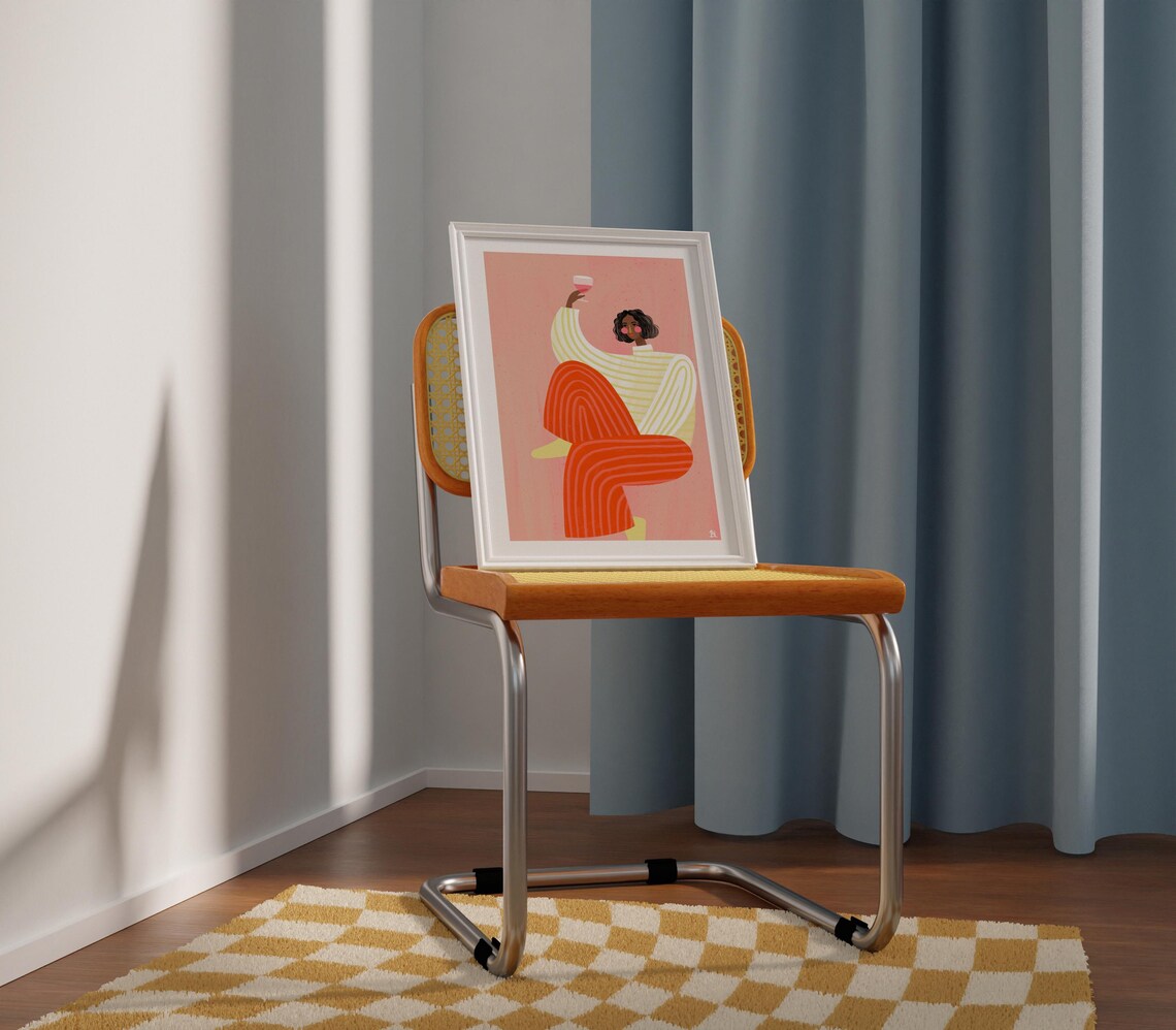Woman With a Glass of Wine, Modern House Art Print - Image 3