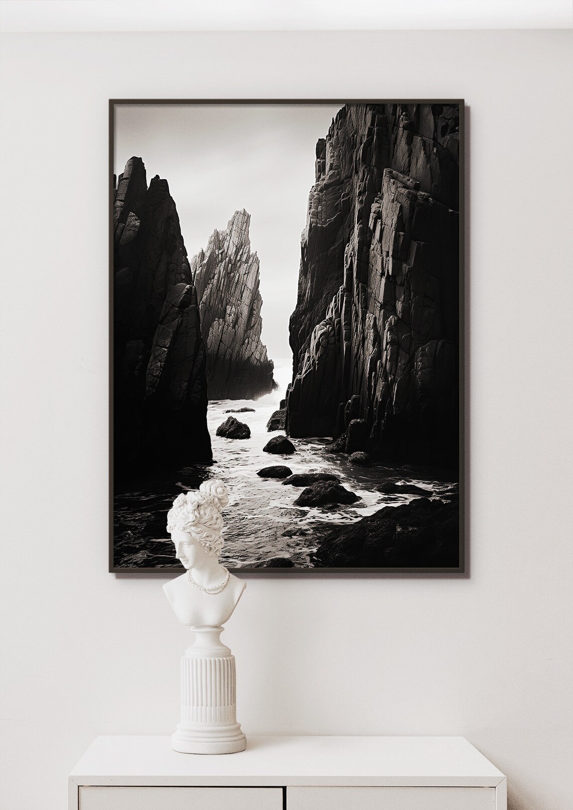 Majestic Seascape Ocean Cave, Vintage Coastal Art
