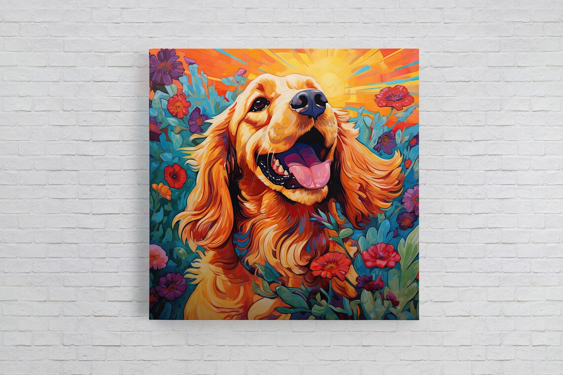 Van Gogh Inspired Cocker Spaniel Portrait, Pop Art