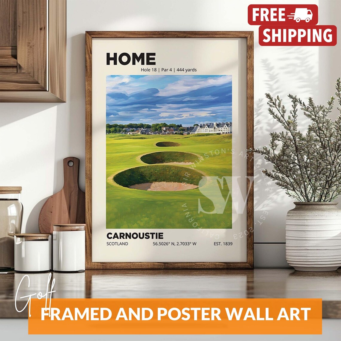 Carnoustie Golf Club, 18th Hole Golfing Poster