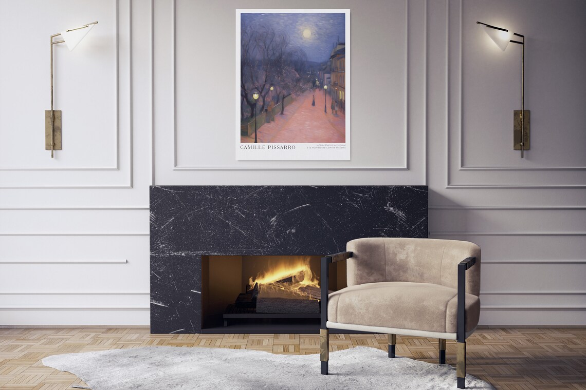 Pissarro Night Walk Landscape, Museum Exhibition Poster - Image 2