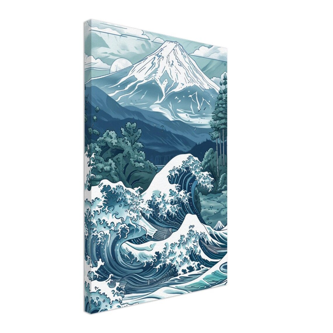 Utagawa Hiroshige Blue Mountain Ocean Art Print - Image 2