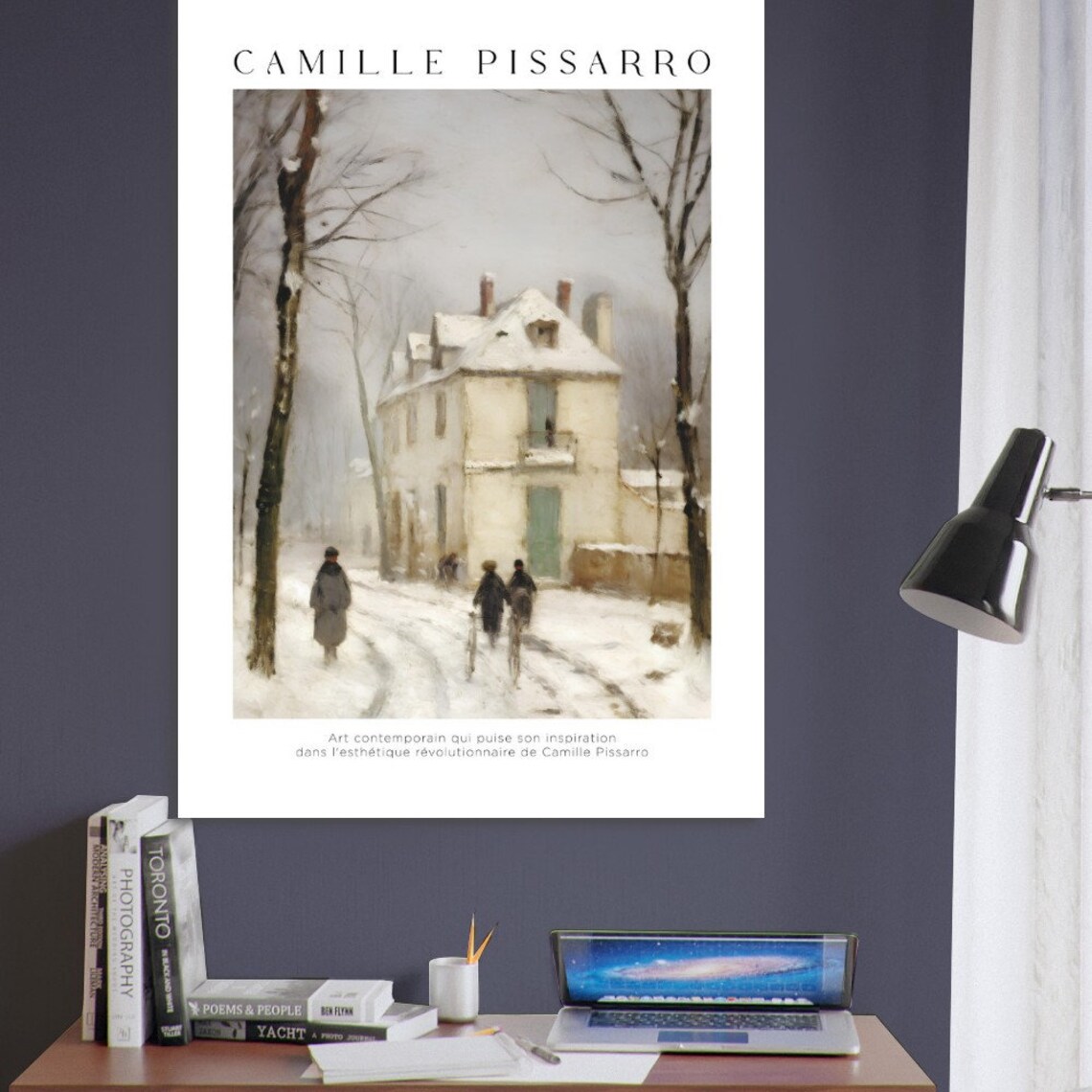 Pissarro Impressionist Winter Landscape, Art Print