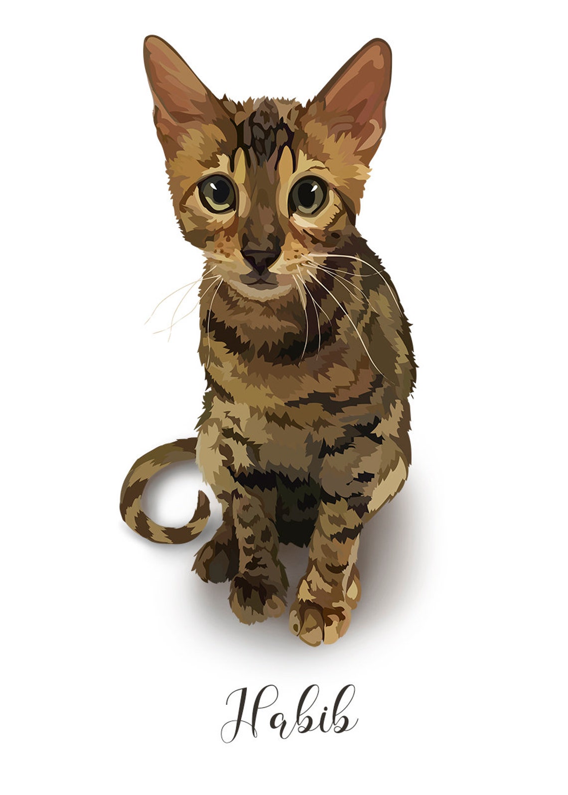 Orange and White Cat Close-Up Custom Vector Illustration Poster - Image 5