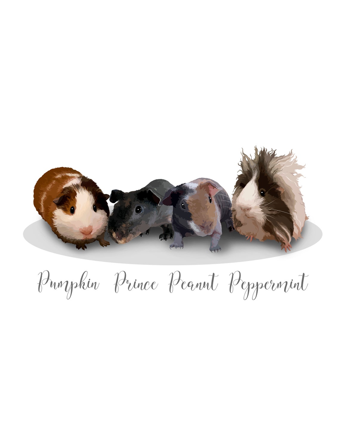Custom Four Guinea Pig Portrait Mochi Boba Muffin Herd Poster - Image 5
