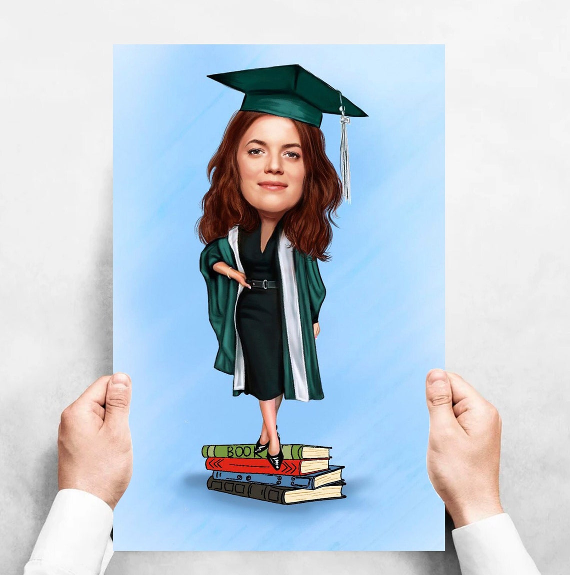 Custom Graduation Caricature Portrait From Photo For Her Poster