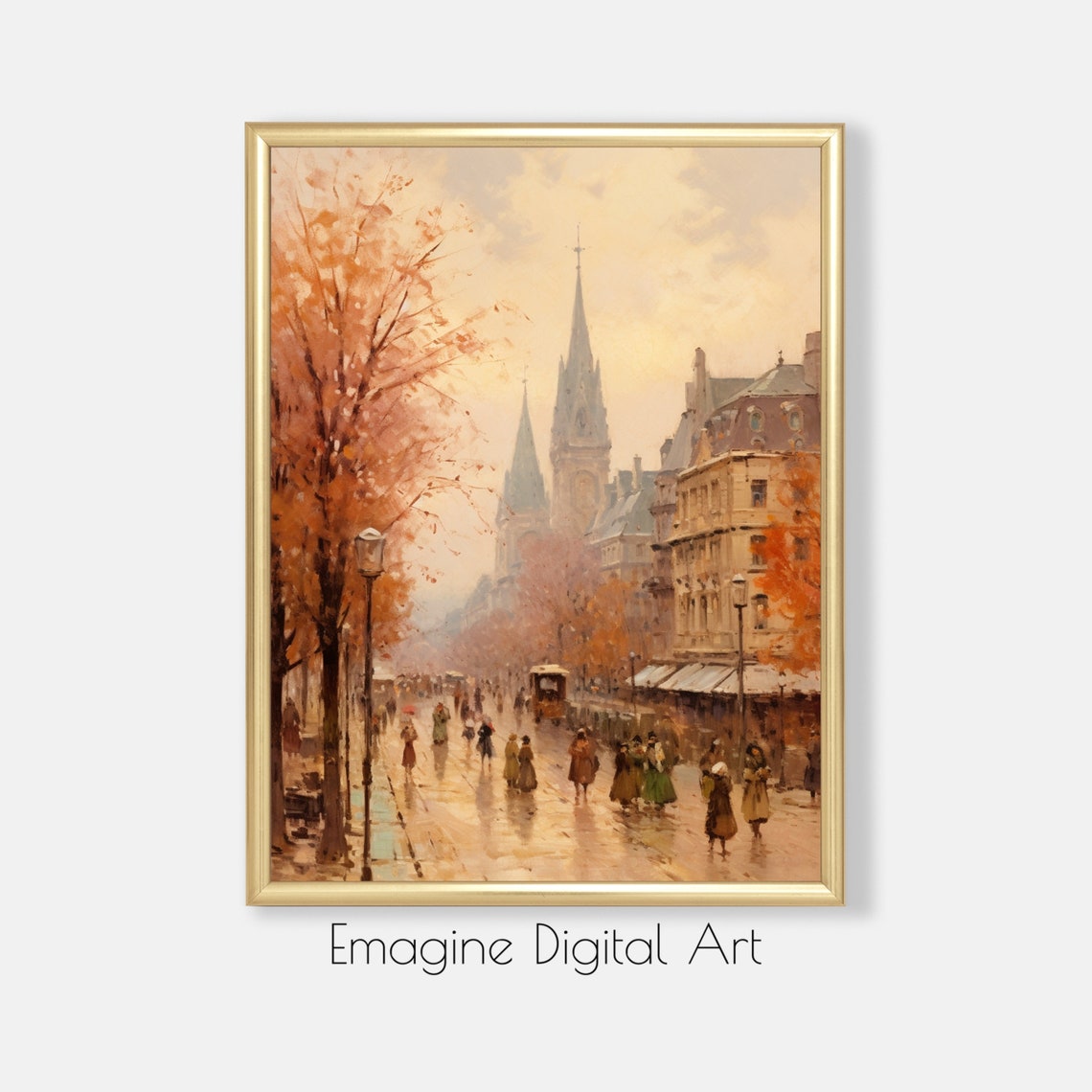 Art Vienna Austria Autumn Street Scene Impressionist Painting To Instantly Print And Frame Pl22