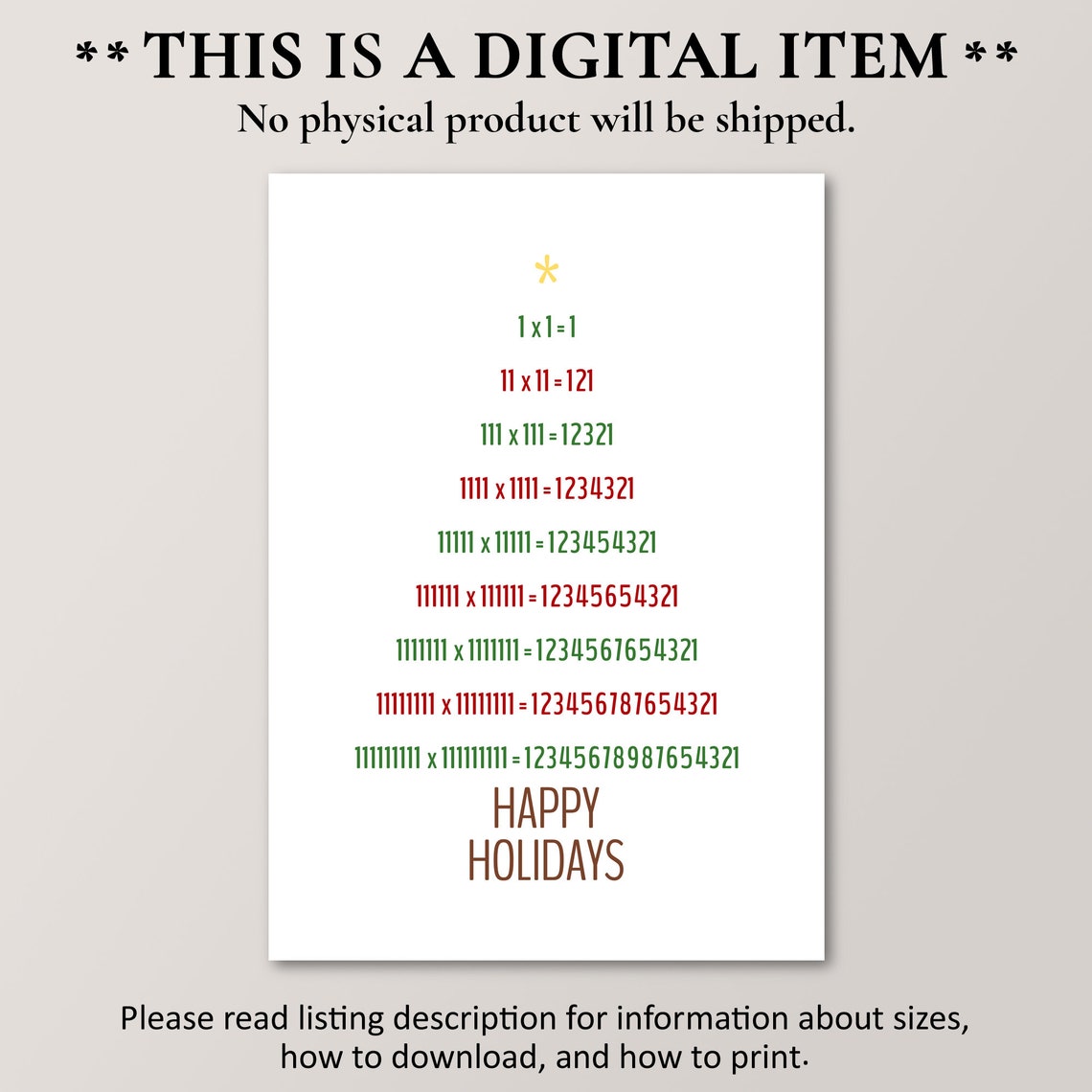 Multiplication Christmas Tree Math Nerd Happy Holidays Poster - Image 2