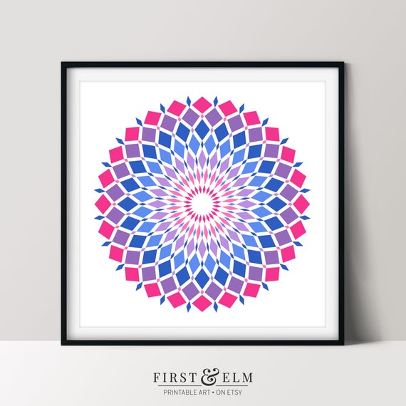 Bisexual Pride Mandala Art, Bi Aesthetic Poster
