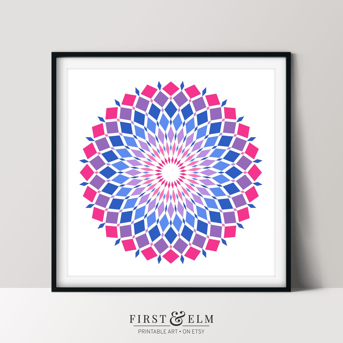 Bisexual Pride Mandala Art, Bi Aesthetic Poster