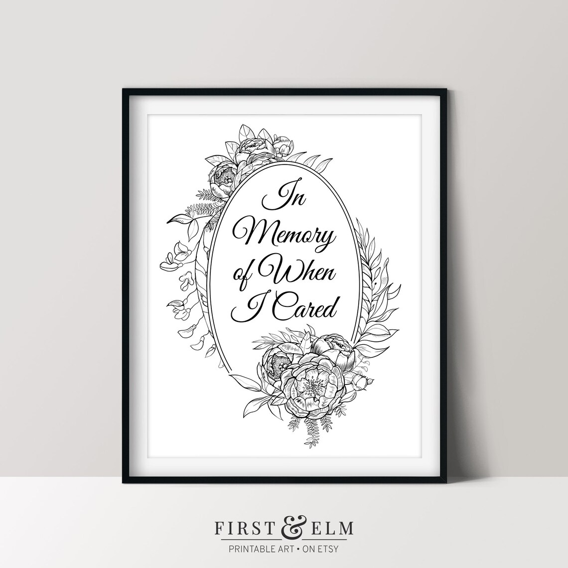 In Memory Of When I Cared Sarcastic Home Dcor Funny Sayings Wall Art