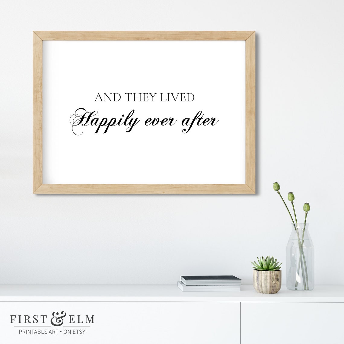And They Lived Happily Ever After Romantic Wedding Sign Art Print - Image 3