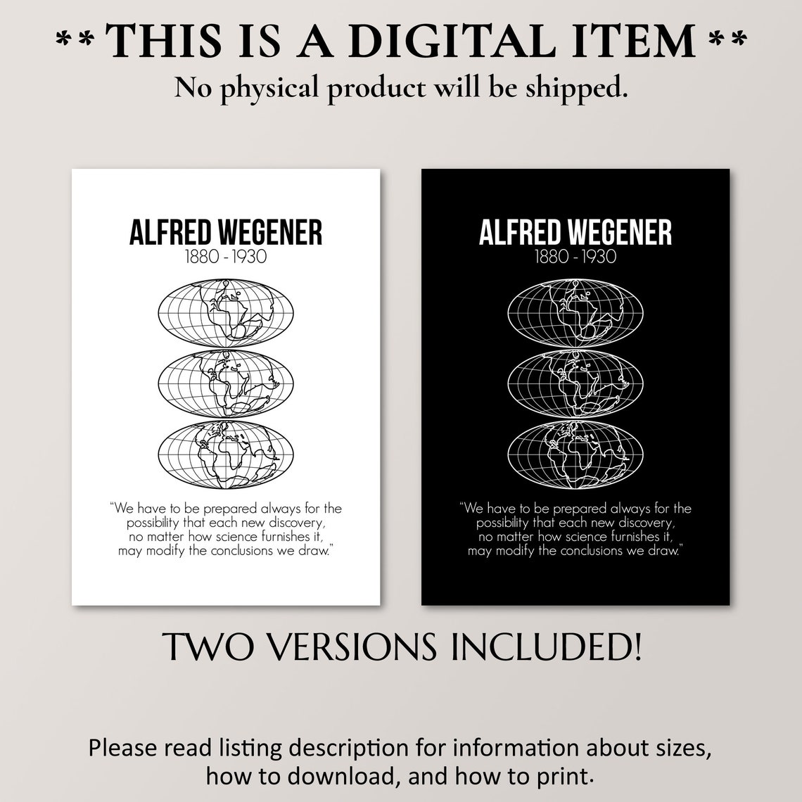 Alfred Wegener 1880 1930 Continental Drift Geologist Quote Art Print - Image 4