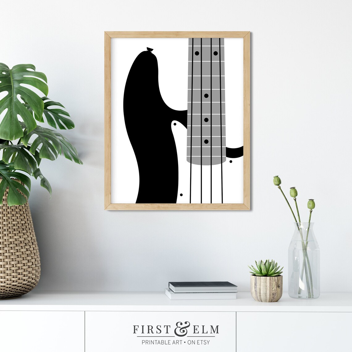 Bass Guitar Poster, Minimalist Music Lover Gift - Image 3
