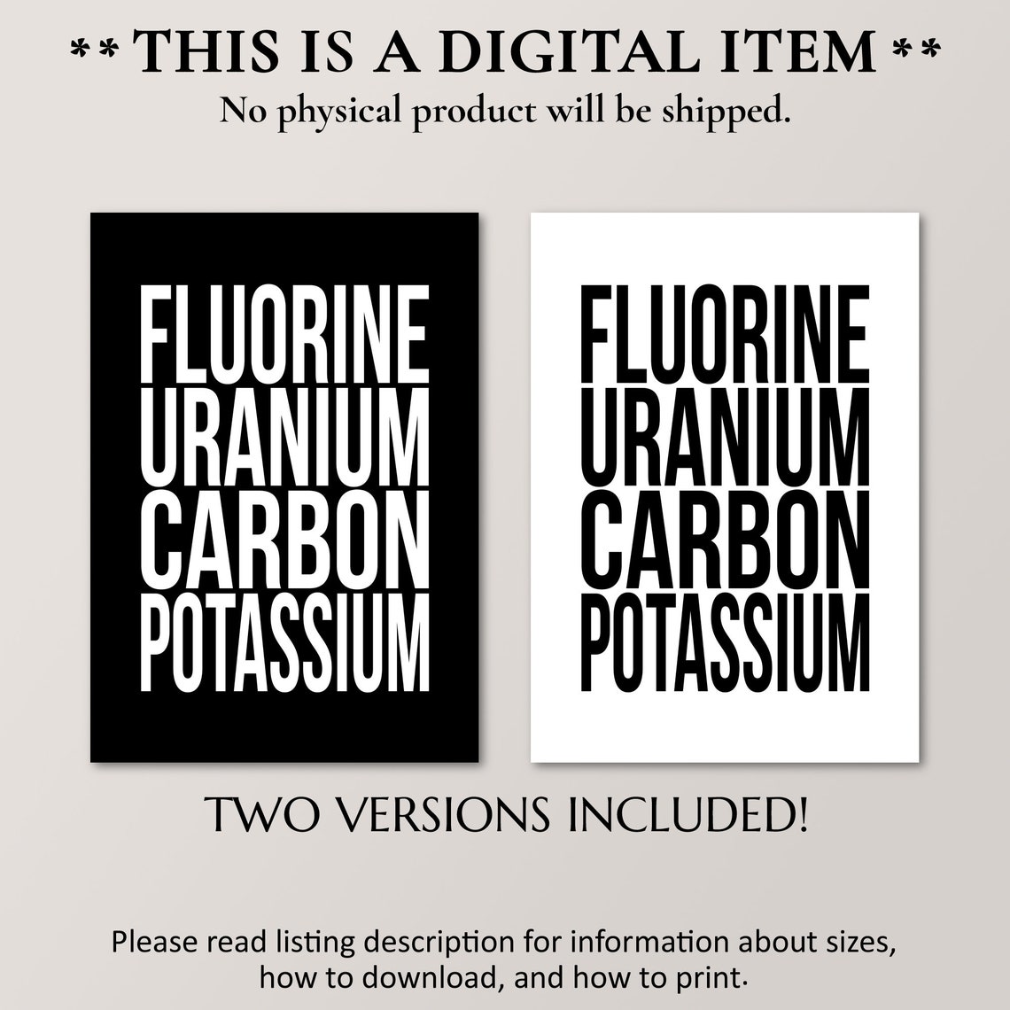 Fluorine Uranium Carbon Potassium Elements Joke Poster Nerdy Gift - Image 2