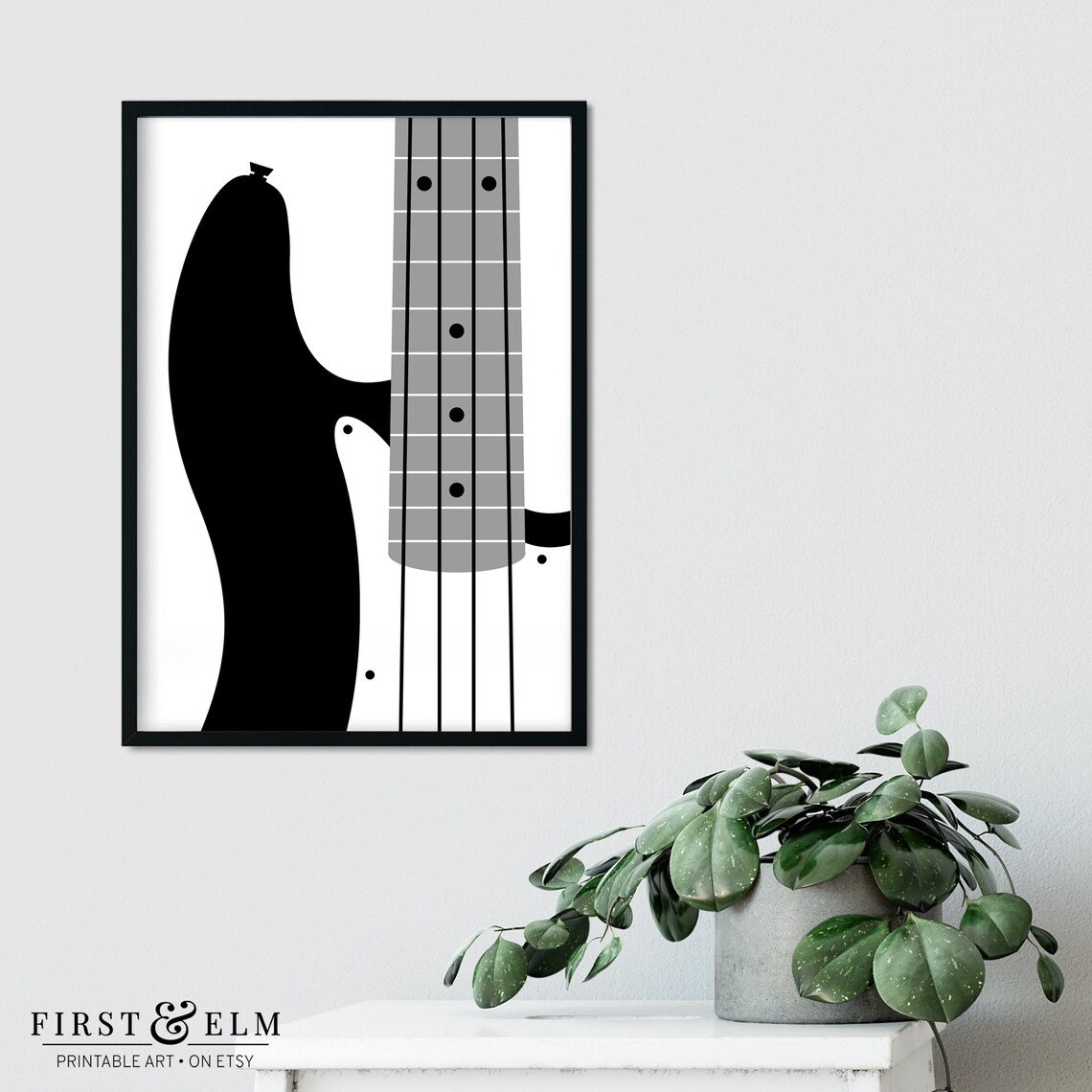 Bass Guitar Poster, Minimalist Music Lover Gift - Image 2