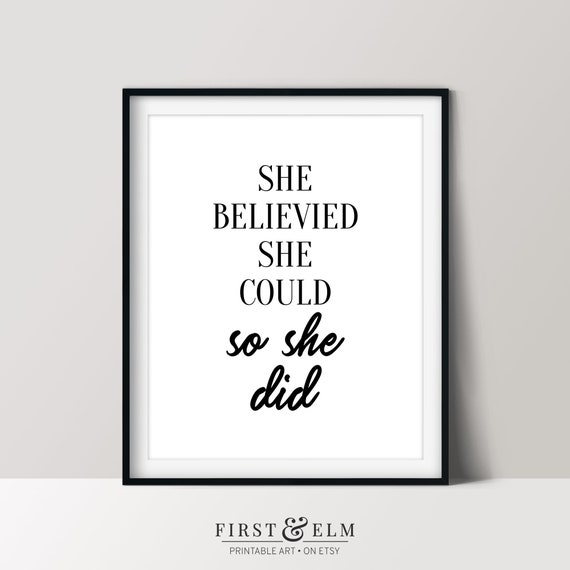 She Believed She Could So She Did Inspirational Quote Poster