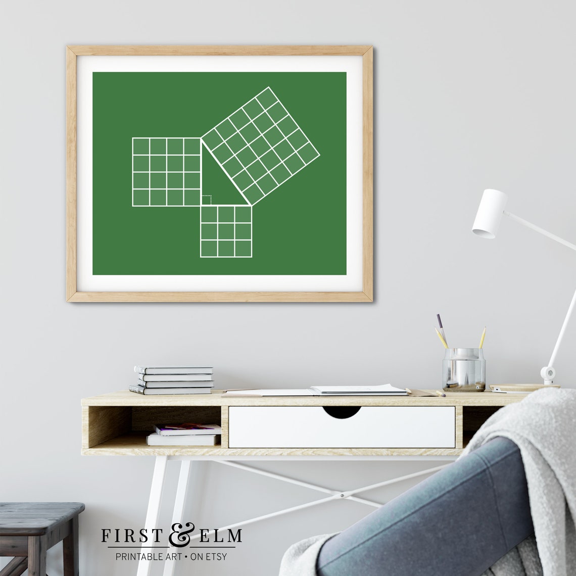 Pythagorean Theorem Proof Minimalist Brown Math Teacher Gift Art Print - Image 2