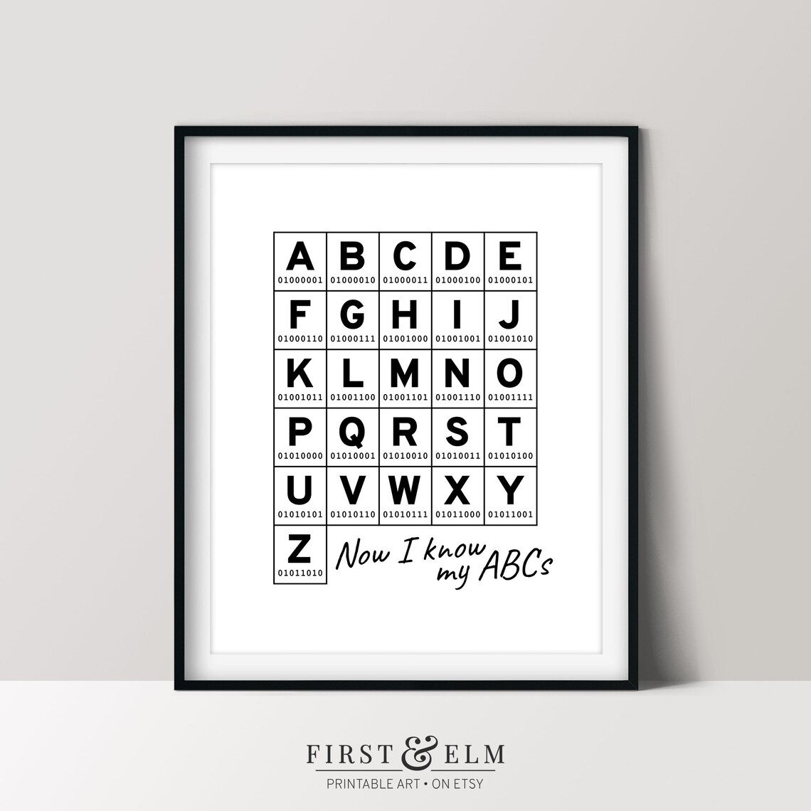 Binary Code Alphabet Poster, Computer Lab Decor