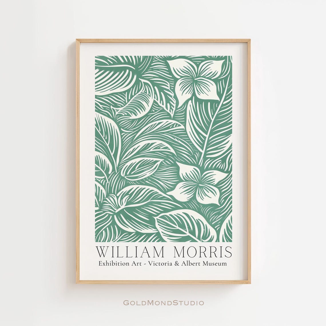 William Morris Green Leaf Cotton Textile Exhibition Art Poster