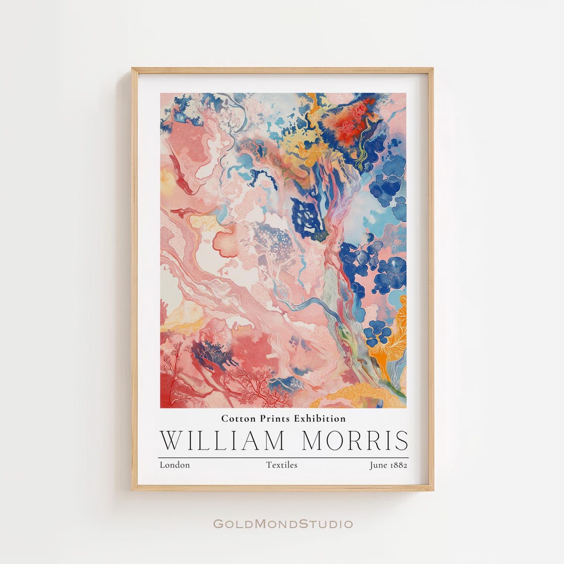 William Morris Coral Botanical Cotton Textile Exhibition Art Poster