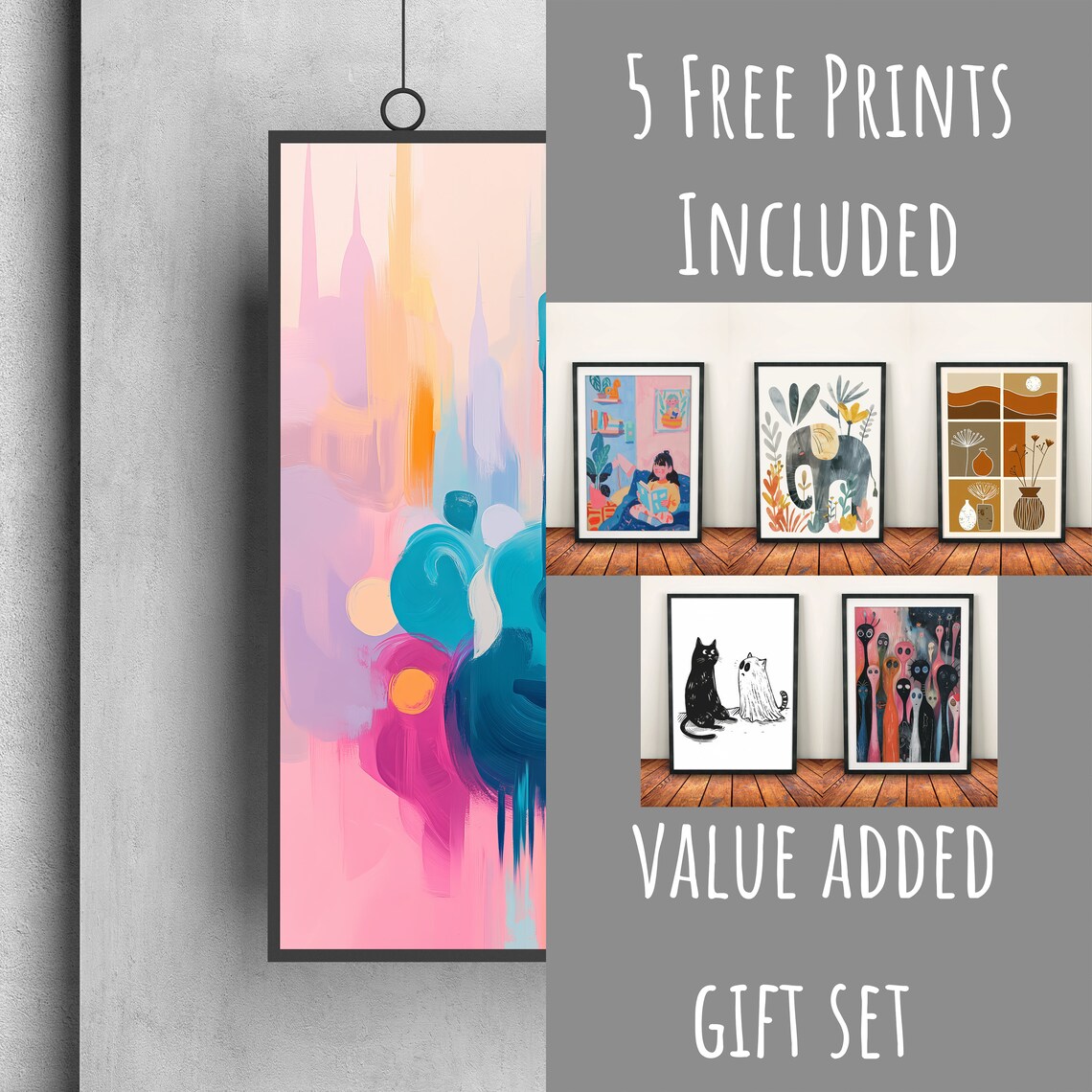 Teal Acoustic Guitar Colorful Abstract Pastel Music Art Poster - Image 3