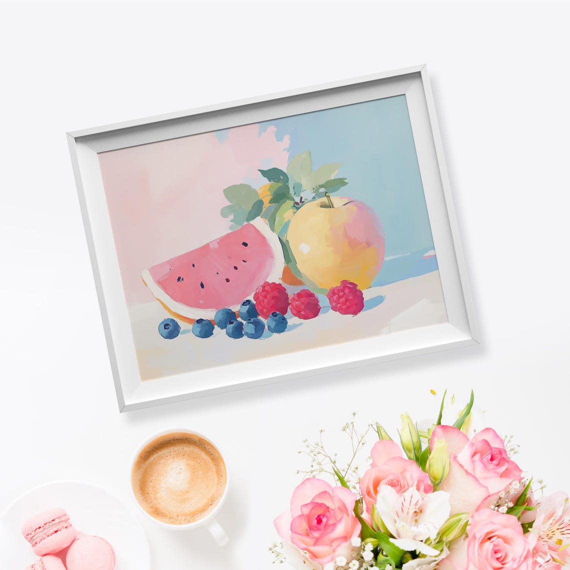 Watermelon Apple Berries Summer Fruit Still Life Kitchen Poster - Image 5