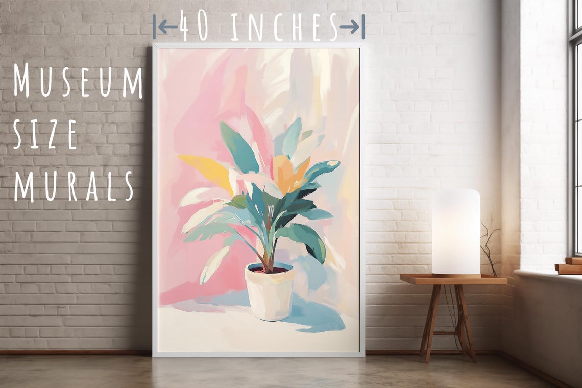 Potted Tropical Plant Pink Background Pastel Botanical Wall Art Print - Image 5
