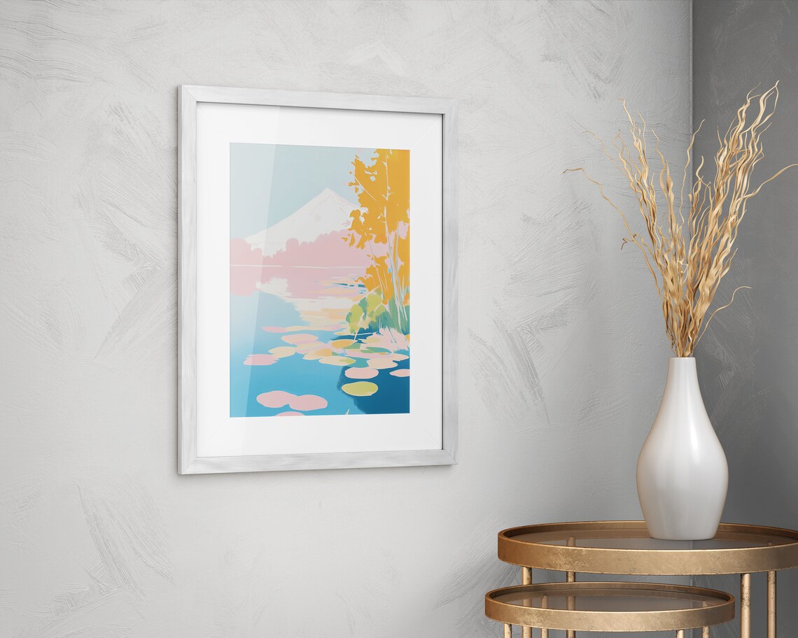 Pastel Serene Scenery Calm Waters Pastel Lake View Sky Tranquil Waters Scene Serene Landscape Peaceful Seascape Mountain Reflection - Image 2