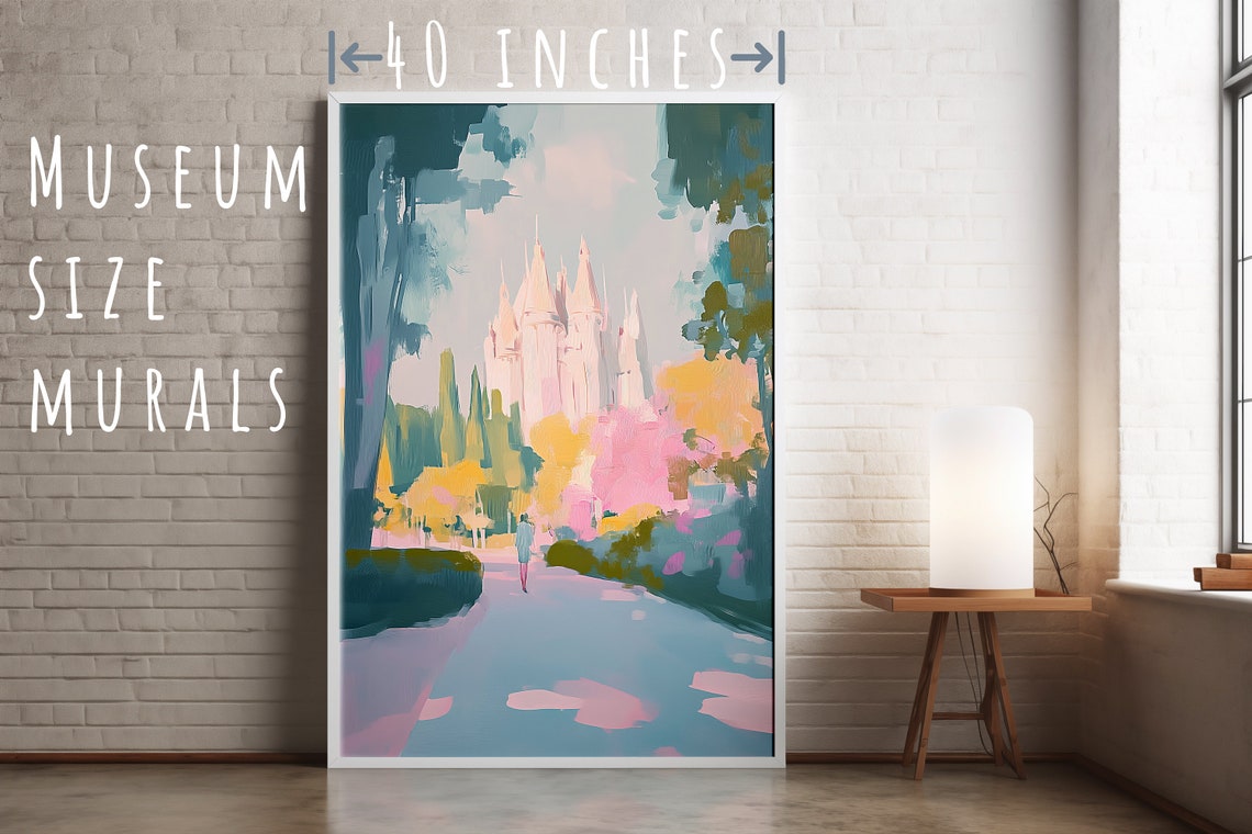 Fairytale Castle Pink Spires Dreamy Pastel Magical Wall Art Print - Image 5
