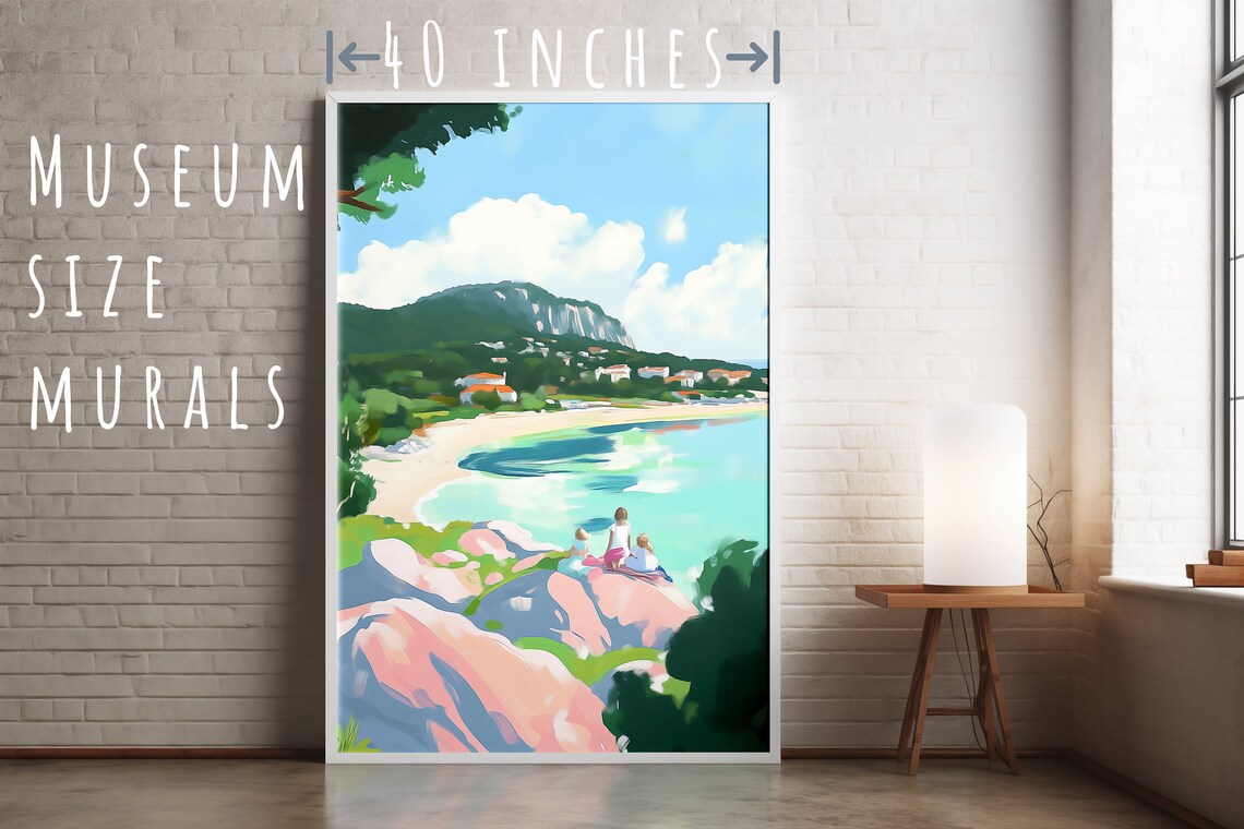 Coastal Bay Overlook Turquoise Beach Town Summer Wall Art Print - Image 5