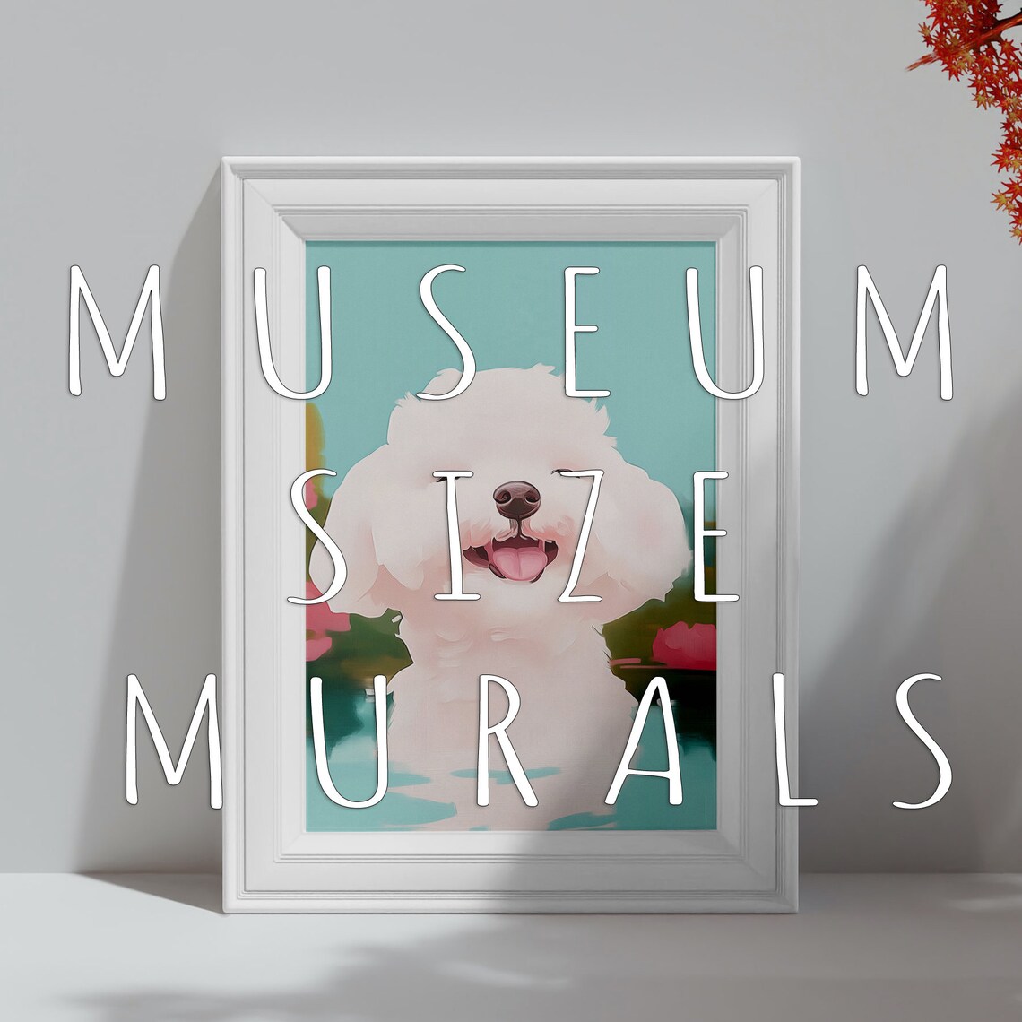 Smiling Fluffy White Puppy Portrait Cheerful Pastel Dog Art Poster - Image 3