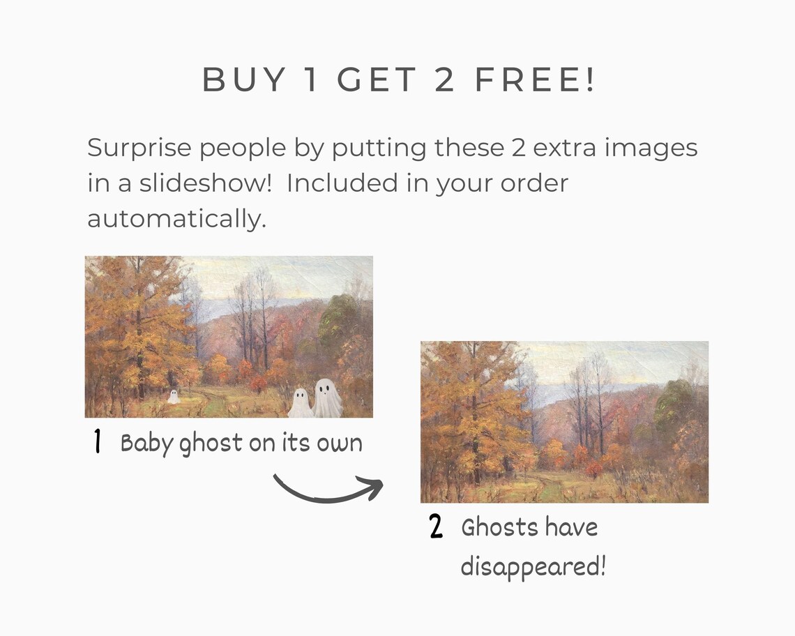 Ghost Family in Vintage Landscape, Halloween Art Print - Image 2