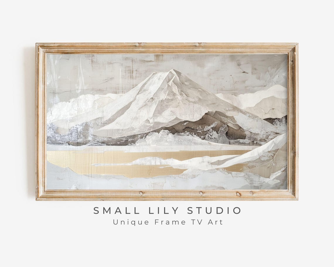 Mount Fuji Gold Lake Abstract Geometric Vintage Japanese Art Poster