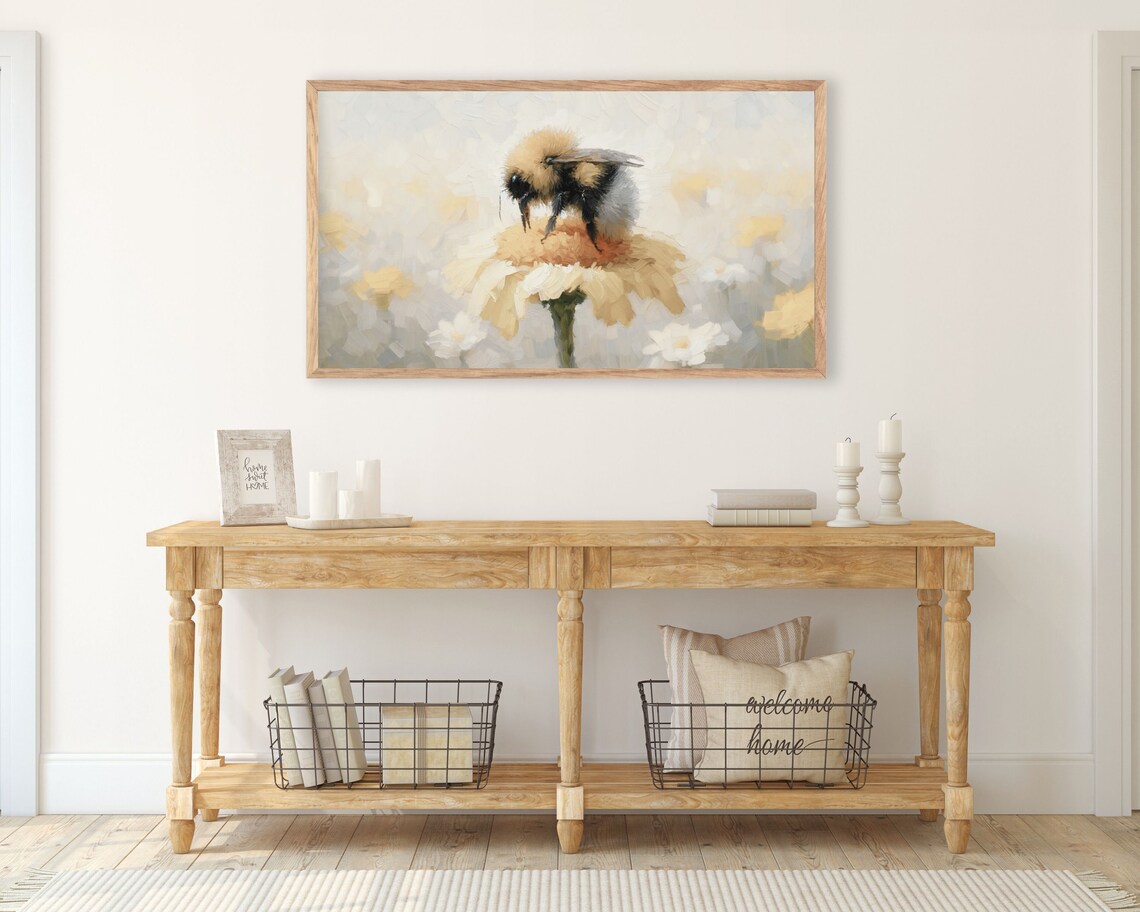 Cute Bee On Flower TV Art, Nursery Wall Art - Image 3