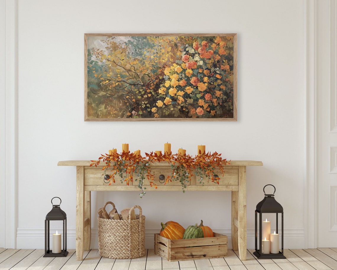 Yellow And Orange Blossoms On Branches Impressionist Painting Poster - Image 3