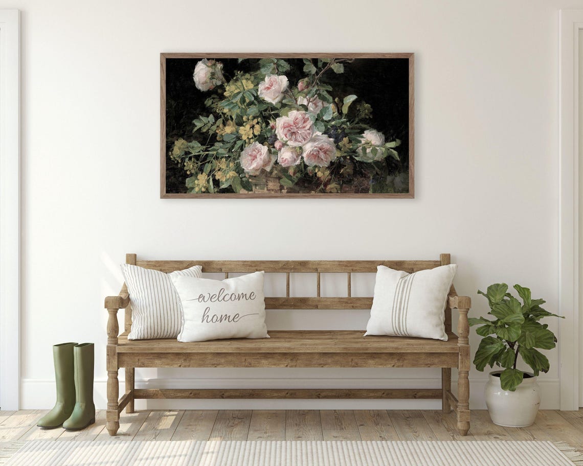 Frame Tv Art Moody Floral Pink Roses Frame Tv Art Vintage Still Life Painting Dark Flowers Easter Tv Art Yellow Flowers Tv250 - Image 2