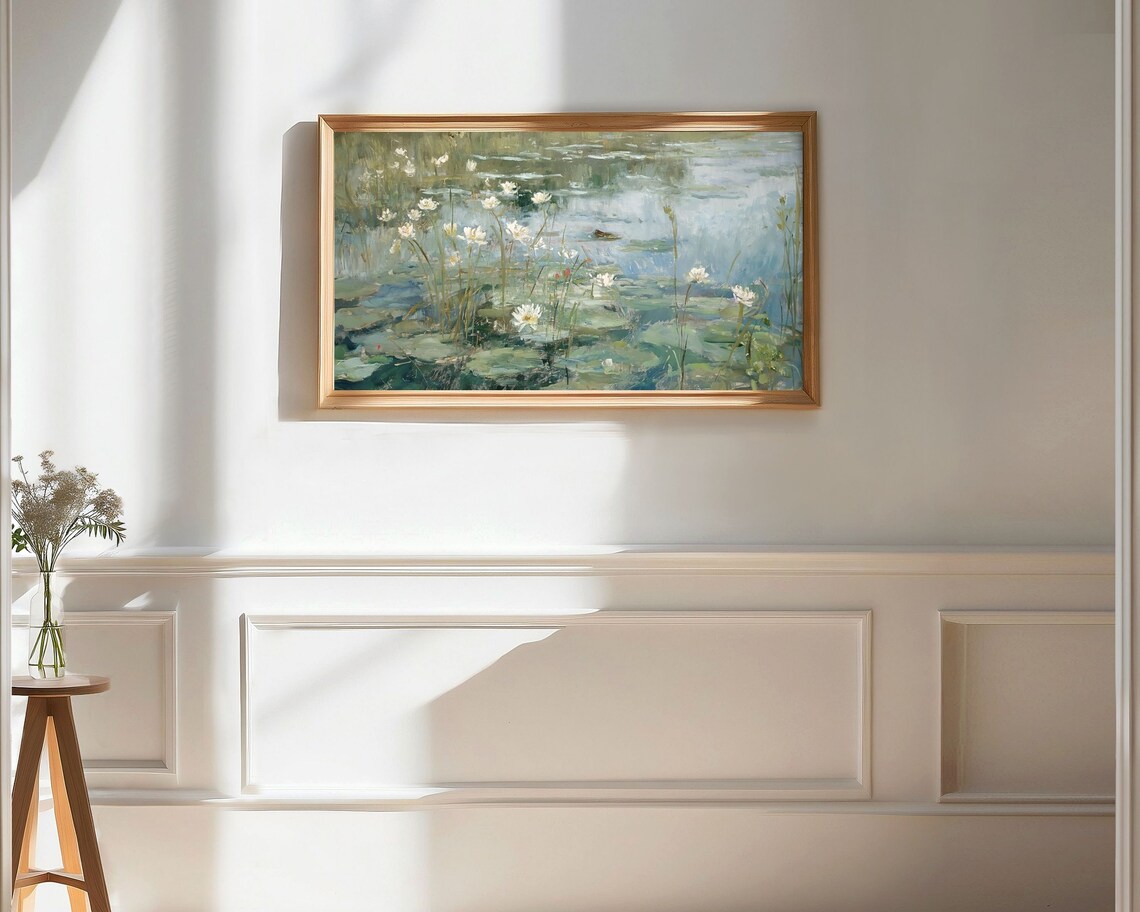 Lily Pond Summer Vintage Floral Art Print - Image 2