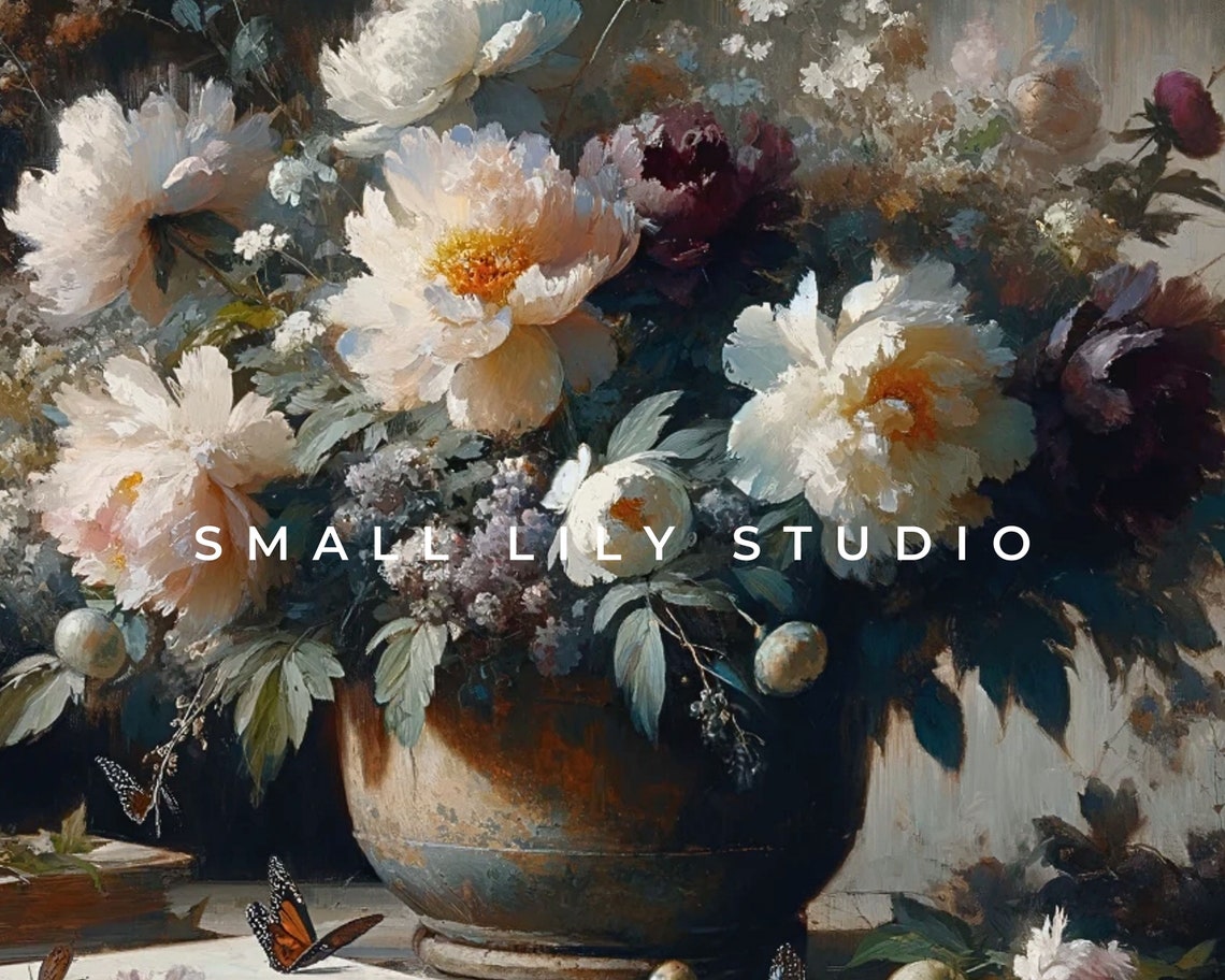Frame Tv Moody Floral Still Life Art Frame Tv Art Dark Flowers Valentines Vintage Painting Style Tv Artwork Pink Peonies Tv245 - Image 4