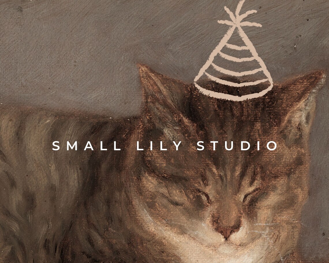 Vintage Cat Birthday Party Decor Art Print - Image 4