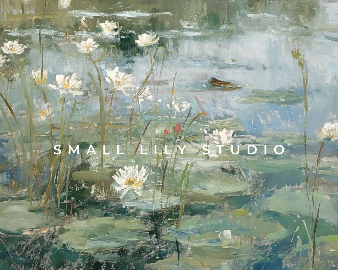Lily Pond Summer Vintage Floral Art Print - Image 4
