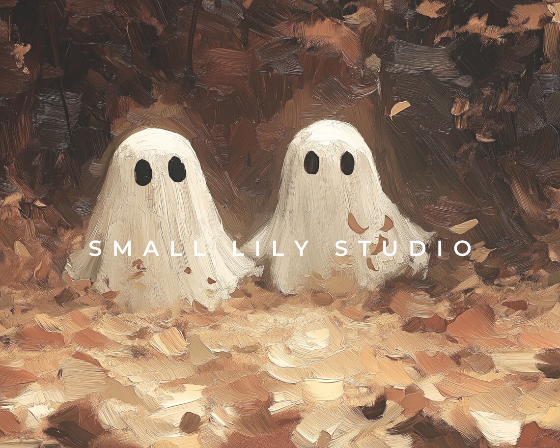 Tiny Ghosts in the Woods, Vintage Halloween Art Print - Image 4