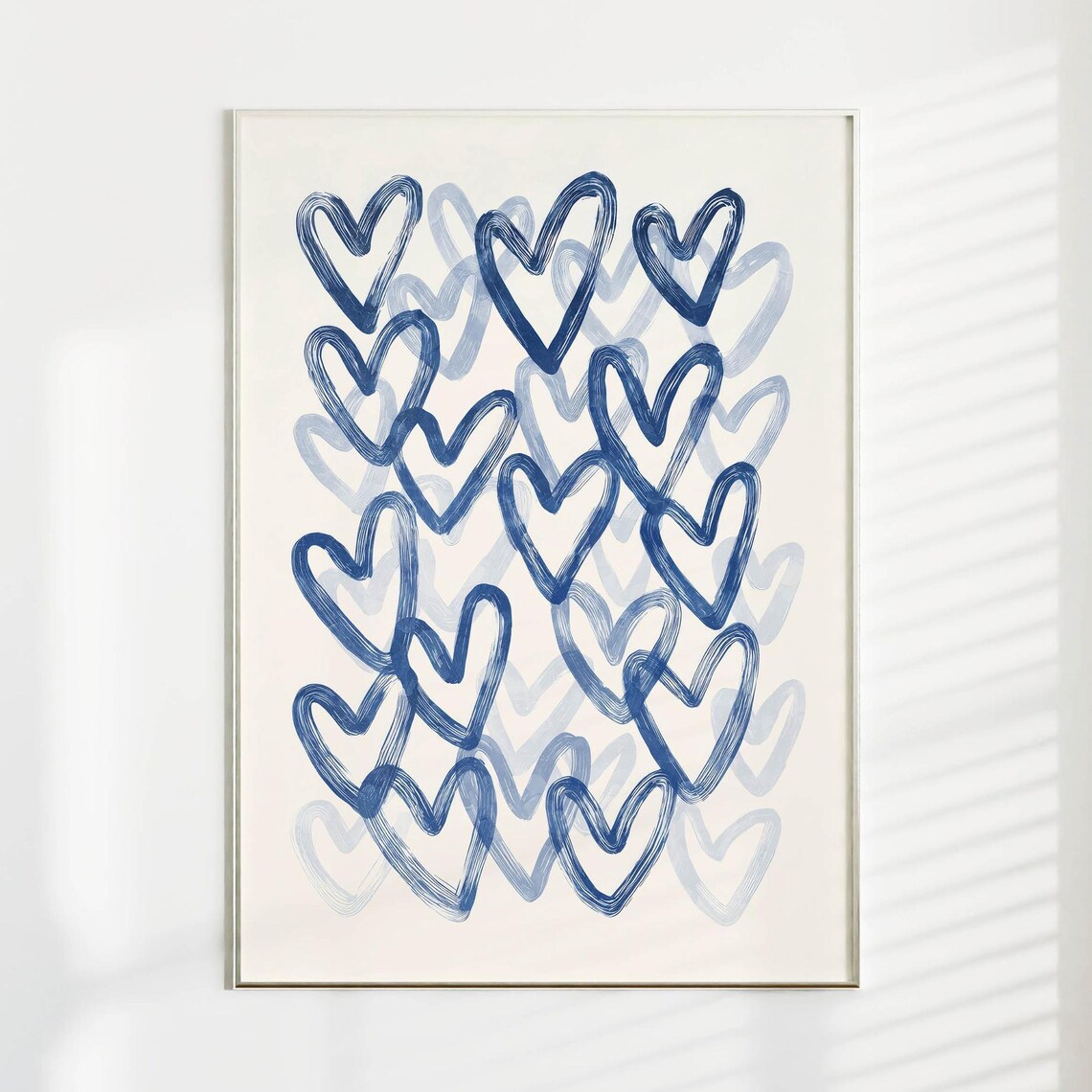 Blue Heart Graffiti Art Print, Preppy Dorm Decor