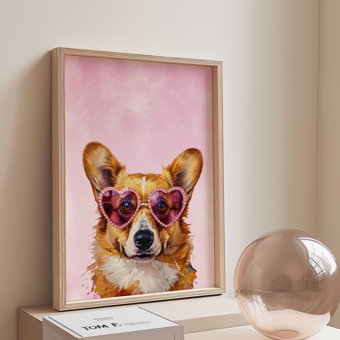 Corgi Heart Sunglasses Pink Portrait Fun Playful Cute Dog Poster